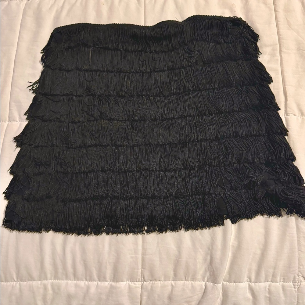 Moschino Jean Black Fringe Skirt